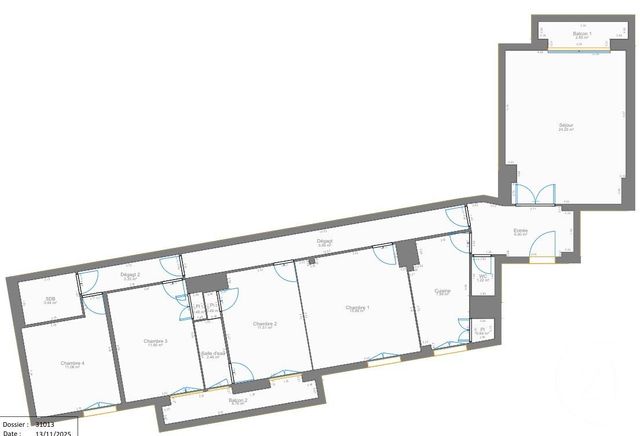 Appartement F5 à vendre - 5 pièces - 111.29 m2 - PARIS - 75016 - ILE-DE-FRANCE - Century 21 Victor Hugo - Trocadéro